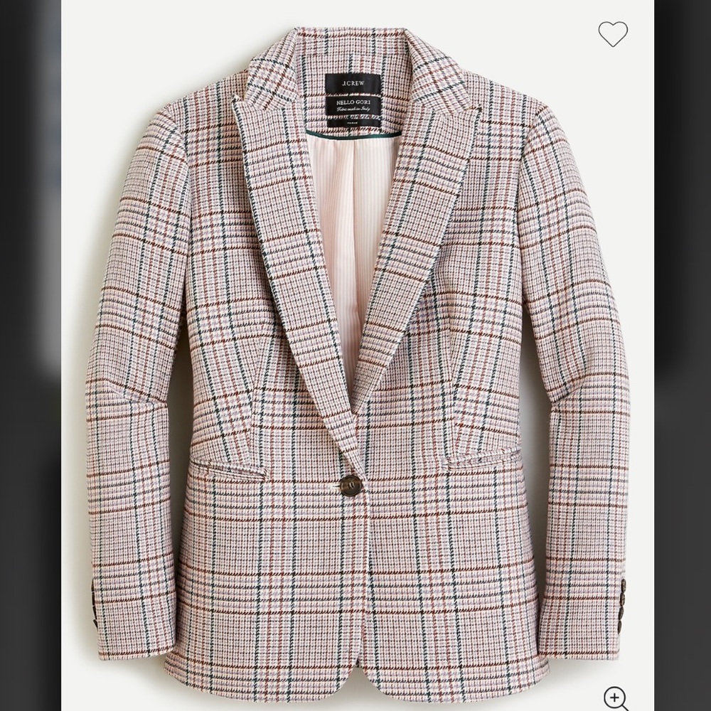 J Crew Parke blazer in ivory plaid Italian wool